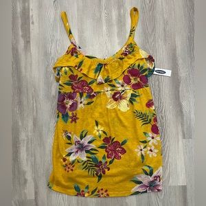 NWT Old Navy Yellow Floral Maternity Baby Doll Tank Top size XS